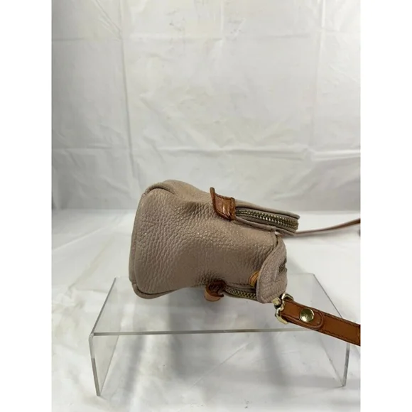 Valentina Beige Pebbled Leather Shoulder Bag Small - Picture 6 of 15
